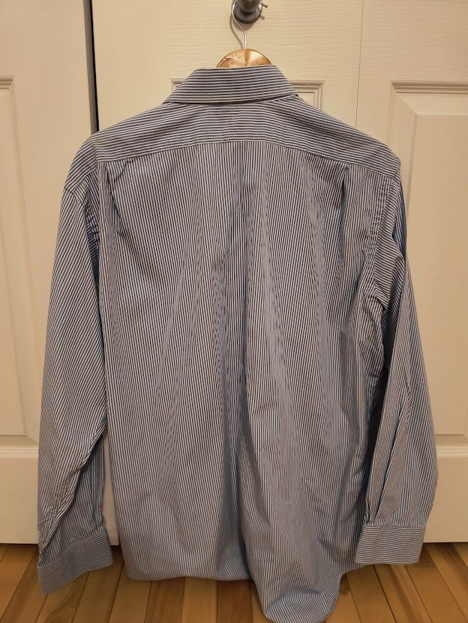 Polo Ralph Lauren Vintage Polo Ralph Lauren Blue Striped Shirt Size 17 34/35 Size US XL / EU 56 / 4 - 3 Thumbnail