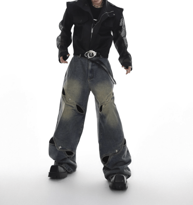 Other Y2K Blue Washed Metal Button Design Wide Leg Jeans Size US 34 / EU 50 - 2 Thumbnail