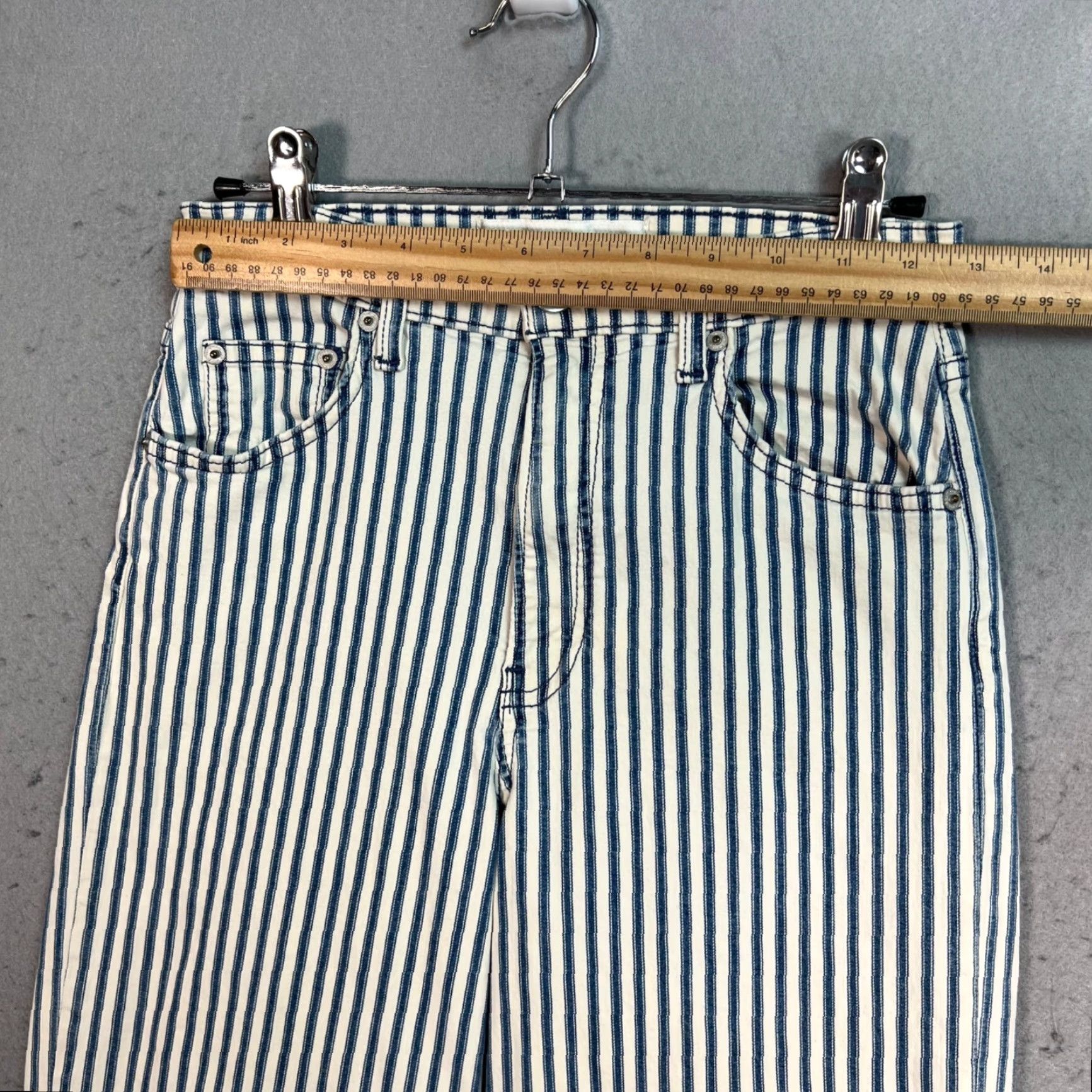 Reformation Reformation Womens High-Waisted Striped Denim Jeans Size 26 Blue Size 26" / US 2 / IT 38 - 7 Thumbnail