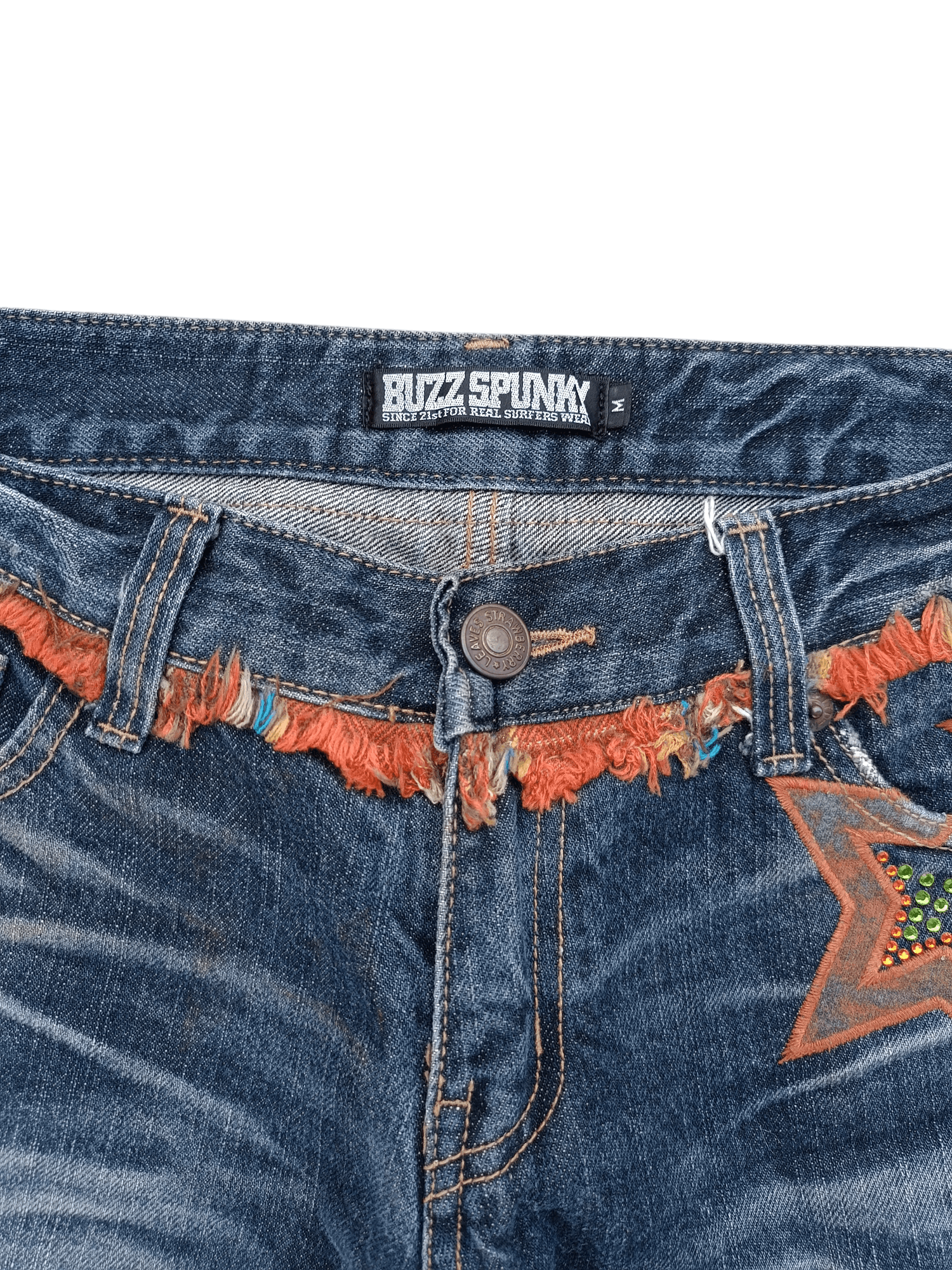 Japanese Brand BUZZ SPUNKY Skinny Distressed Whiskers Faded Rare Design Size US 30 / EU 46 - 9 Thumbnail
