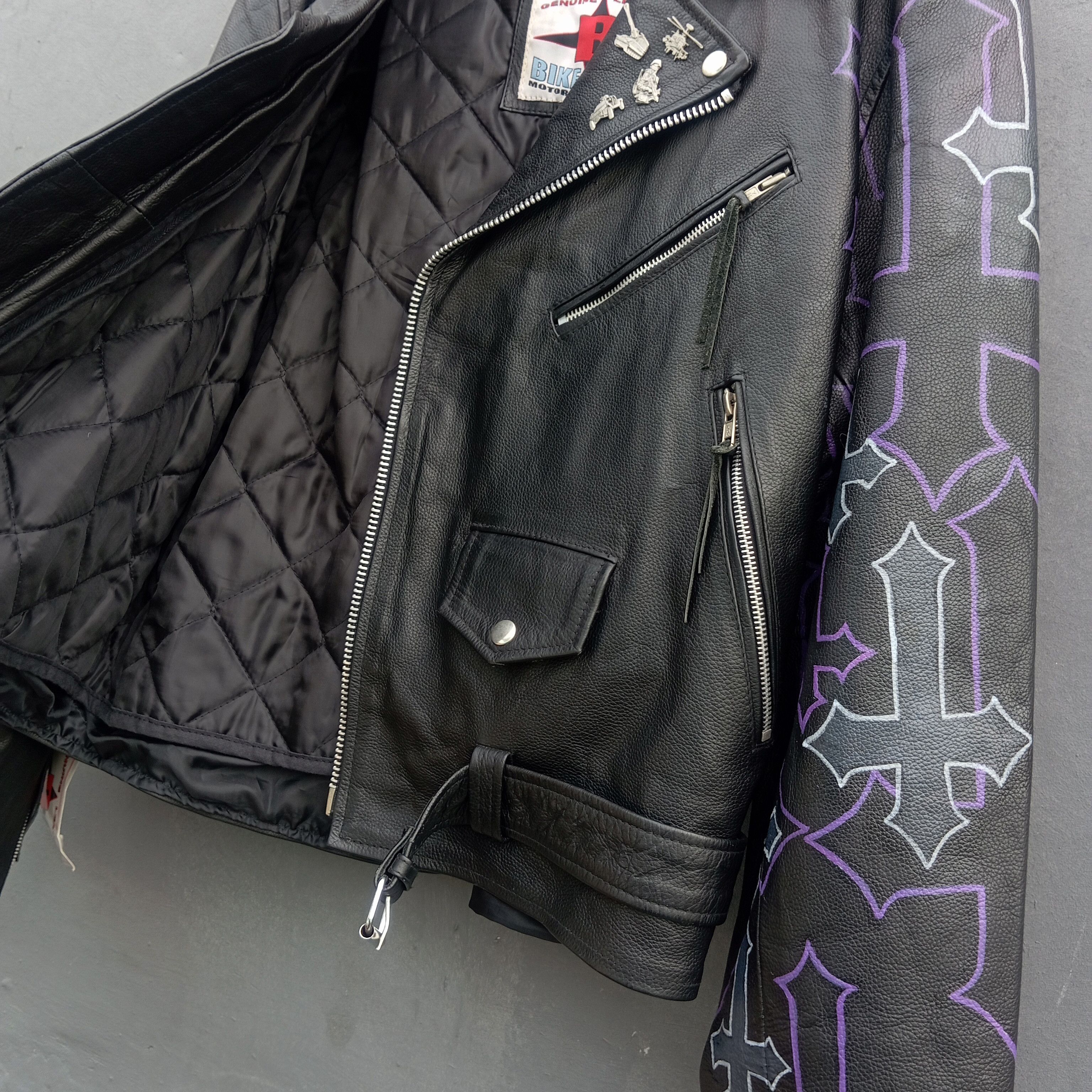 Other 1 of 1 vintage slayer motorcycle hand painted leather jacket Size US XL / EU 56 / 4 - 6 Thumbnail