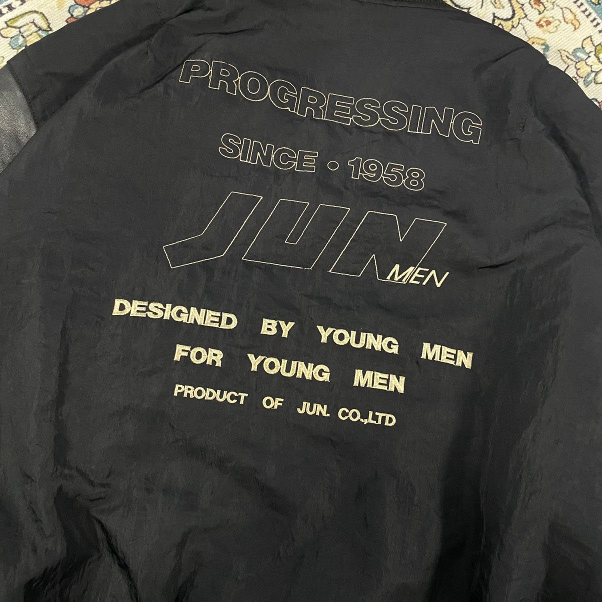 JUN MEN × Japanese Brand × Jun Takahashi 1990s-Jun Men Bombers Varsity Leather Sleeve Jacket Size US M / EU 48-50 / 2 - 4 Thumbnail