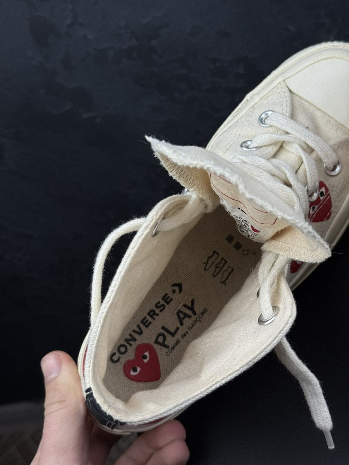 Comme des Garcons CDG PLAY x Converse Chuck Taylor High Top Multi Heart Beige Size US 7.5 / IT 37.5 - 12 Thumbnail