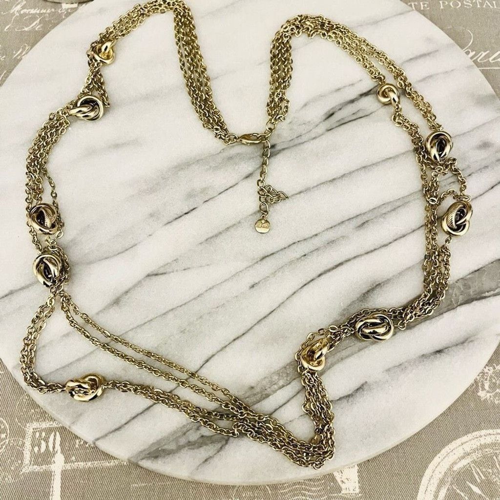Alfani Alfani Layered Chain Necklace Gold Toned Metal Knot Accent Size ONE SIZE - 1 Thumbnail