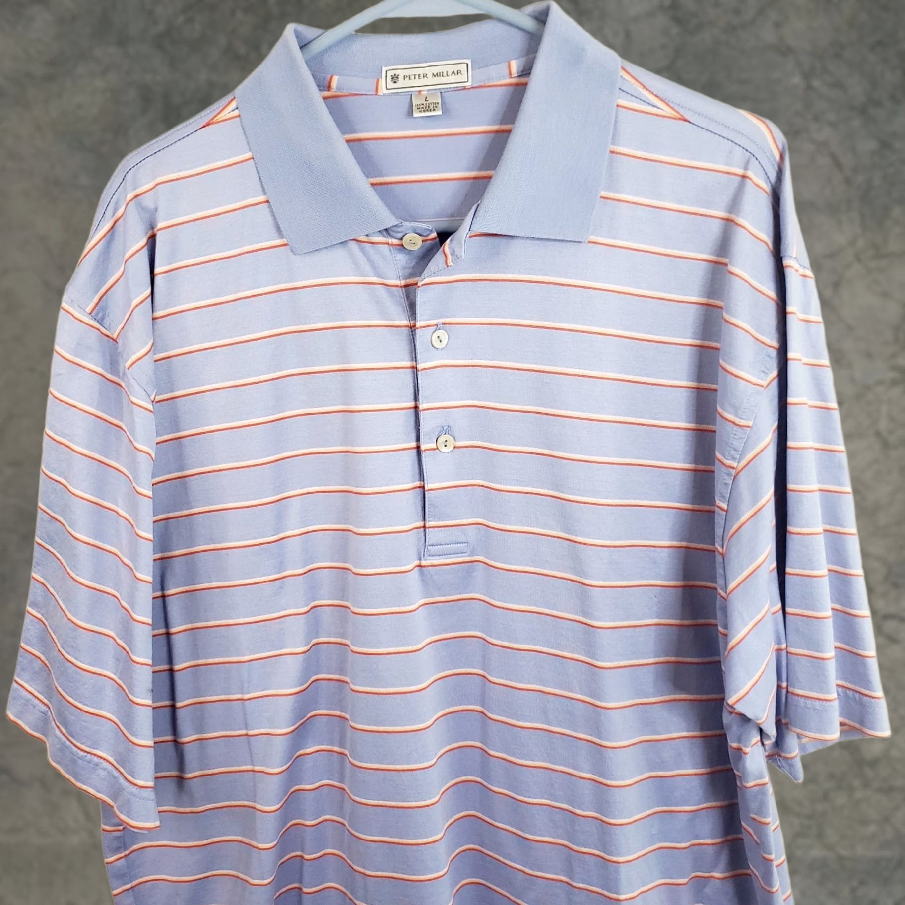Peter Millar Peter Millar Golf Shirt Men L Blue Striped Cotton Polo Size US L / EU 52-54 / 3 - 1 Thumbnail