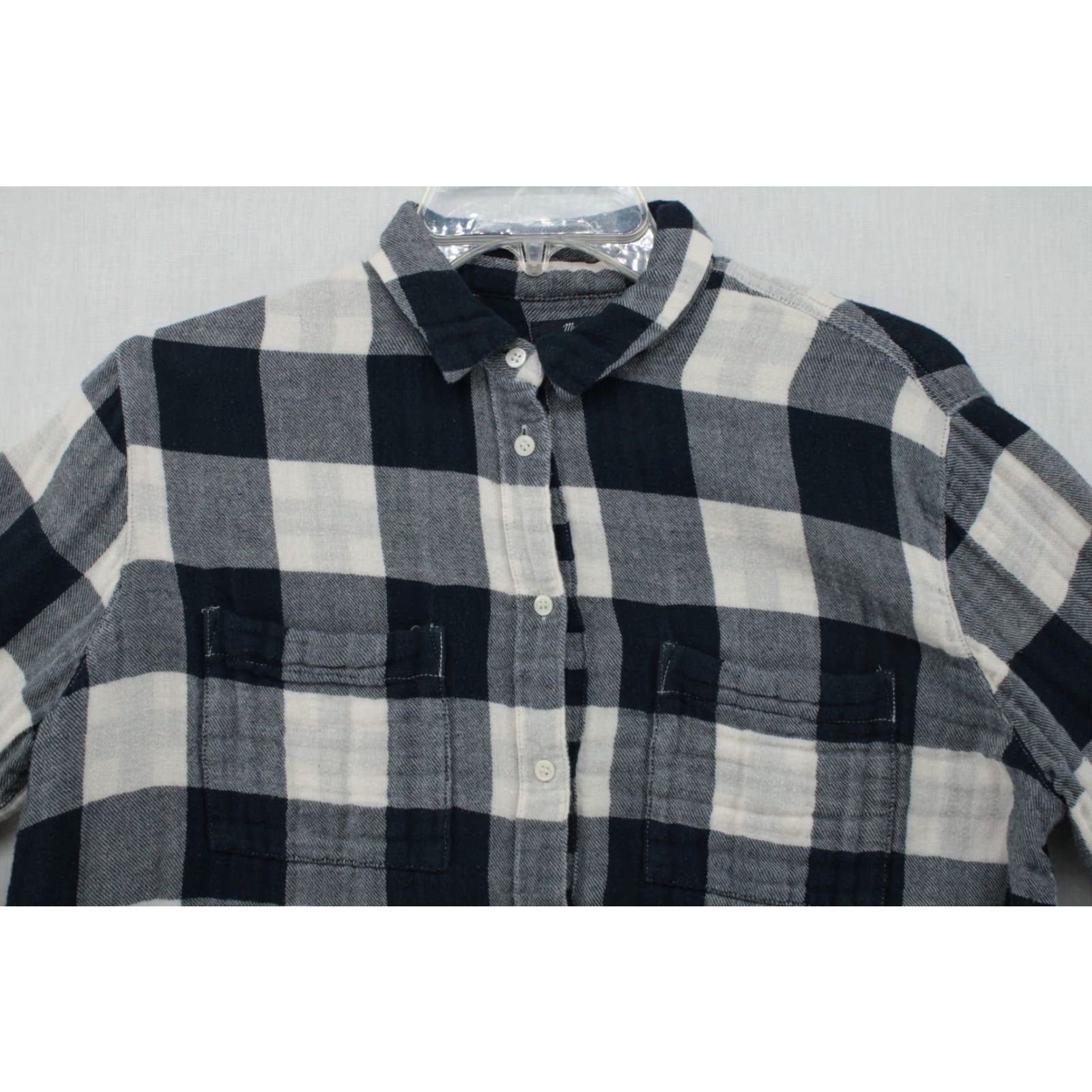 Madewell Madewell Flannel Shirt Women Medium Buffalo Plaid Check Blue Cream Cozy Boho Size M / US 6-8 / IT 42-44 - 3 Thumbnail