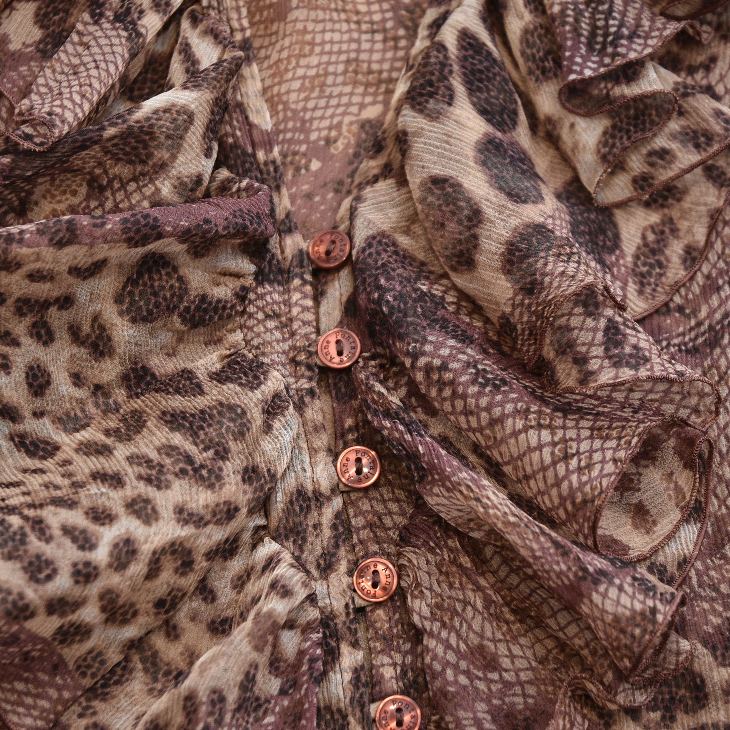 ANNE FONTAINE ANNE FONTAINE Leopard Print Chiffon Blouse Shirt Ruffle Y2k Size M / US 6-8 / IT 42-44 - 9 Thumbnail