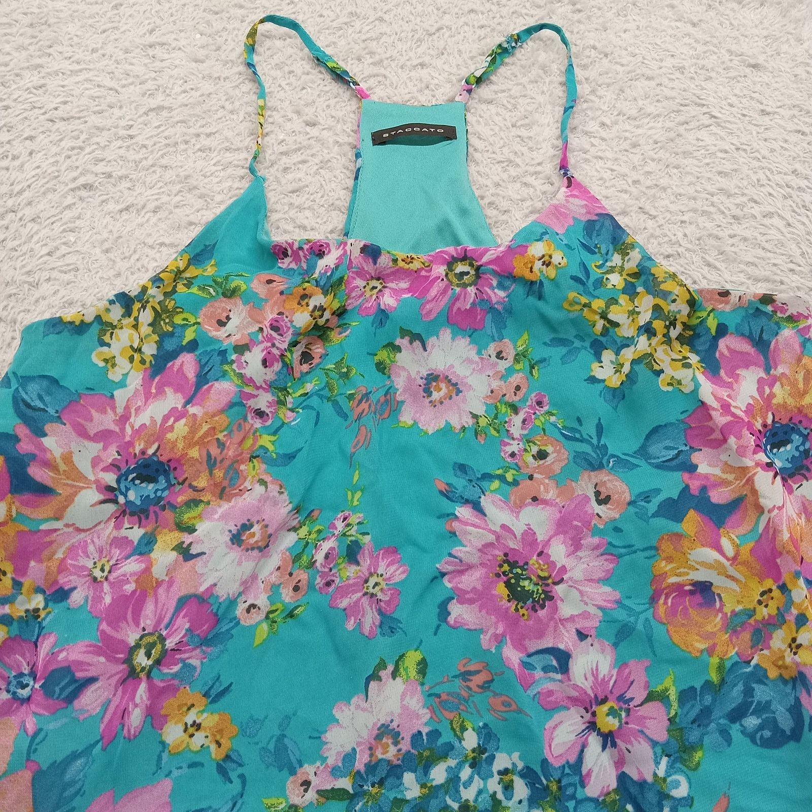 & Other Stories Staccado Dress M Sheer Lined Floral Blue Polyester Size M / US 6-8 / IT 42-44 - 4 Thumbnail