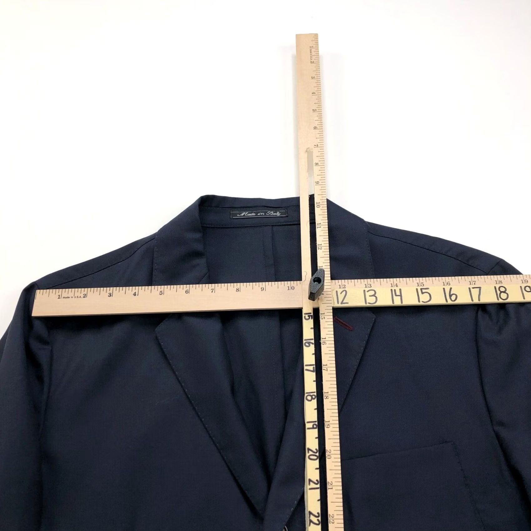 Vintage VKNAGRANI Blazer Jacket Wool Blue 54S EUR Button Three-Button NOTCH Lapel Men Business Formal Wedding Vintage No Size 44R - 5 Thumbnail