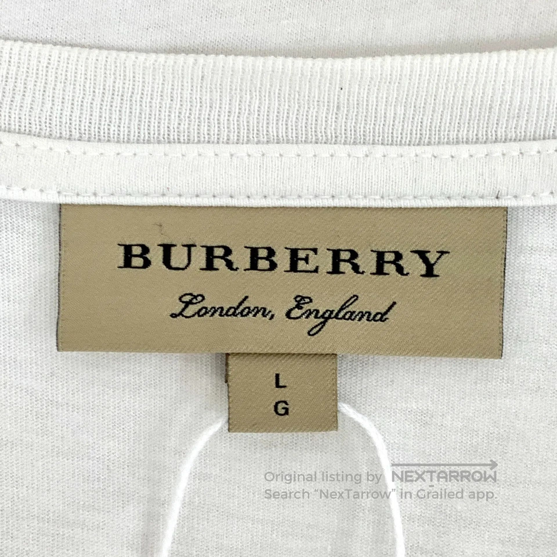 Burberry Burberry White Logo Embroidered Cotton Round Neck Short-sl Size US L / EU 52-54 / 3 - 4 Thumbnail