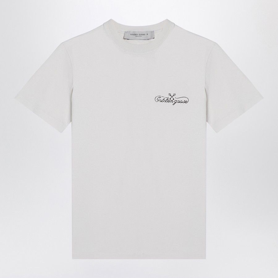 Golden Goose o1d2blof0824 Cotton Crew-Neck T-Shirt With Logo in White Size L / US 10 / IT 46 - 1 Thumbnail