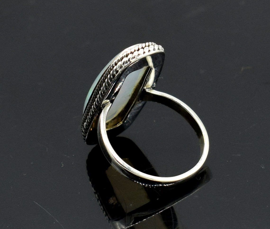 Handmade AA Ethiopian Opal Ring 925 Sterling Silver Statement Jewelry Size ONE SIZE - 3 Thumbnail