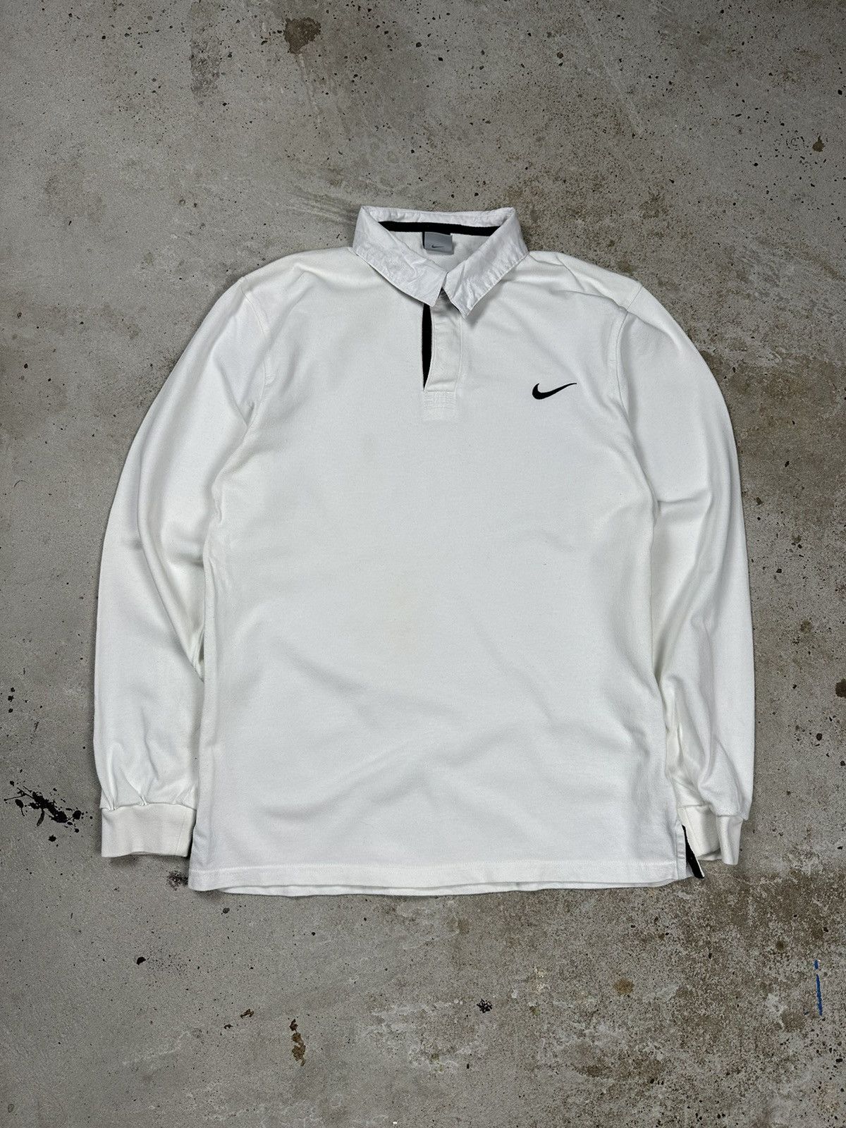 Nike Vintage Y2K Nike Polo Rugby Long Sleeve Tee White Swoosh Size US M / EU 48-50 / 2 - 1 Thumbnail