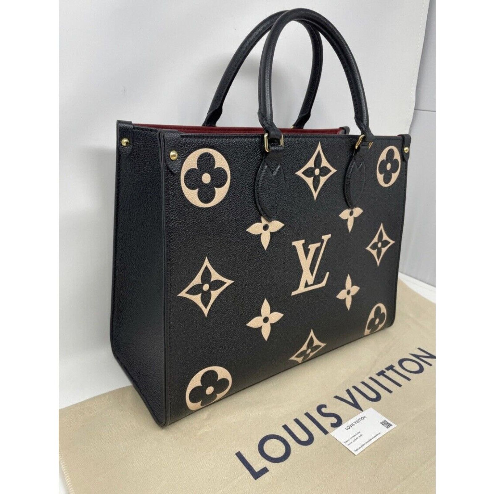 Louis Vuitton Louis Vuitton OnTheGo Tote MM Black/Beige Leather Size ONE SIZE - 5 Thumbnail