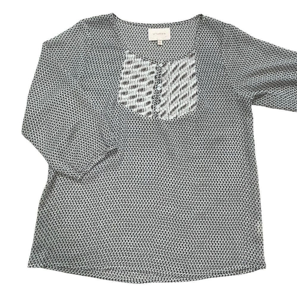 Other Skies Are Blue Front Pleated 3/4 Sleeve Chiffon Blouse Size Size M / US 6-8 / IT 42-44 - 5 Thumbnail