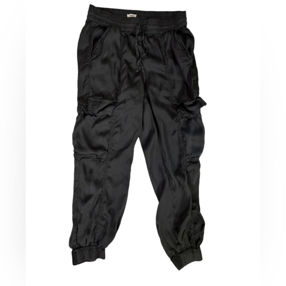 Designer aerie l Black Satin Cargo Joggers Small Size 28" / US 6 / IT 42 - 2 Thumbnail