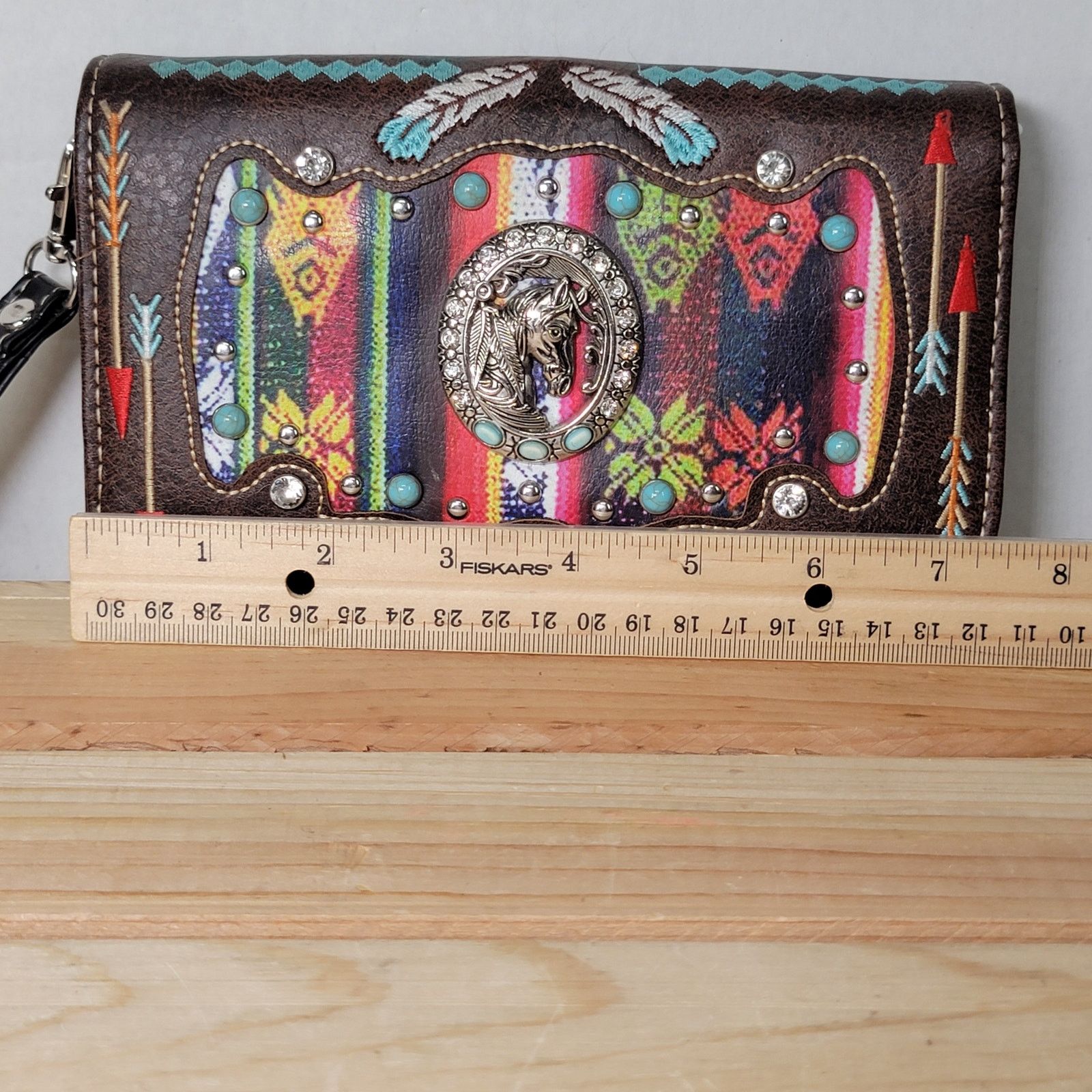 Other Unbranded Southwestern Style Faux Leather Clutch Wallet Size ONE SIZE - 6 Thumbnail
