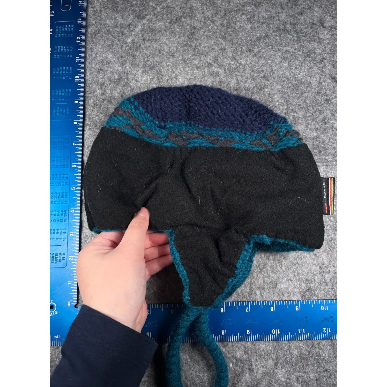 Vintage Sherpa Adventure Gear Beanie Adult Small Blue Wool Beanie Hat Mens Wool Ear Flap Lined Nepal Seasonal Outdoor Ski 90s Size ONE SIZE - 7 Thumbnail