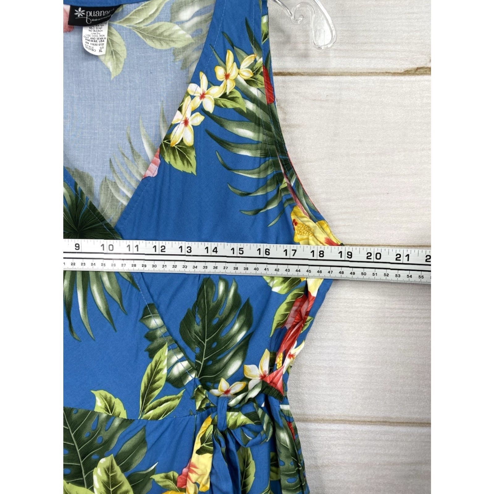 Vintage VINTAGE Puanani Maxi Dress Women's XL Blue Floral Sundress Beach Hawaiian V-Neck Slit Tropical Style Size XL / US 12-14 / IT 48-50 - 3 Thumbnail