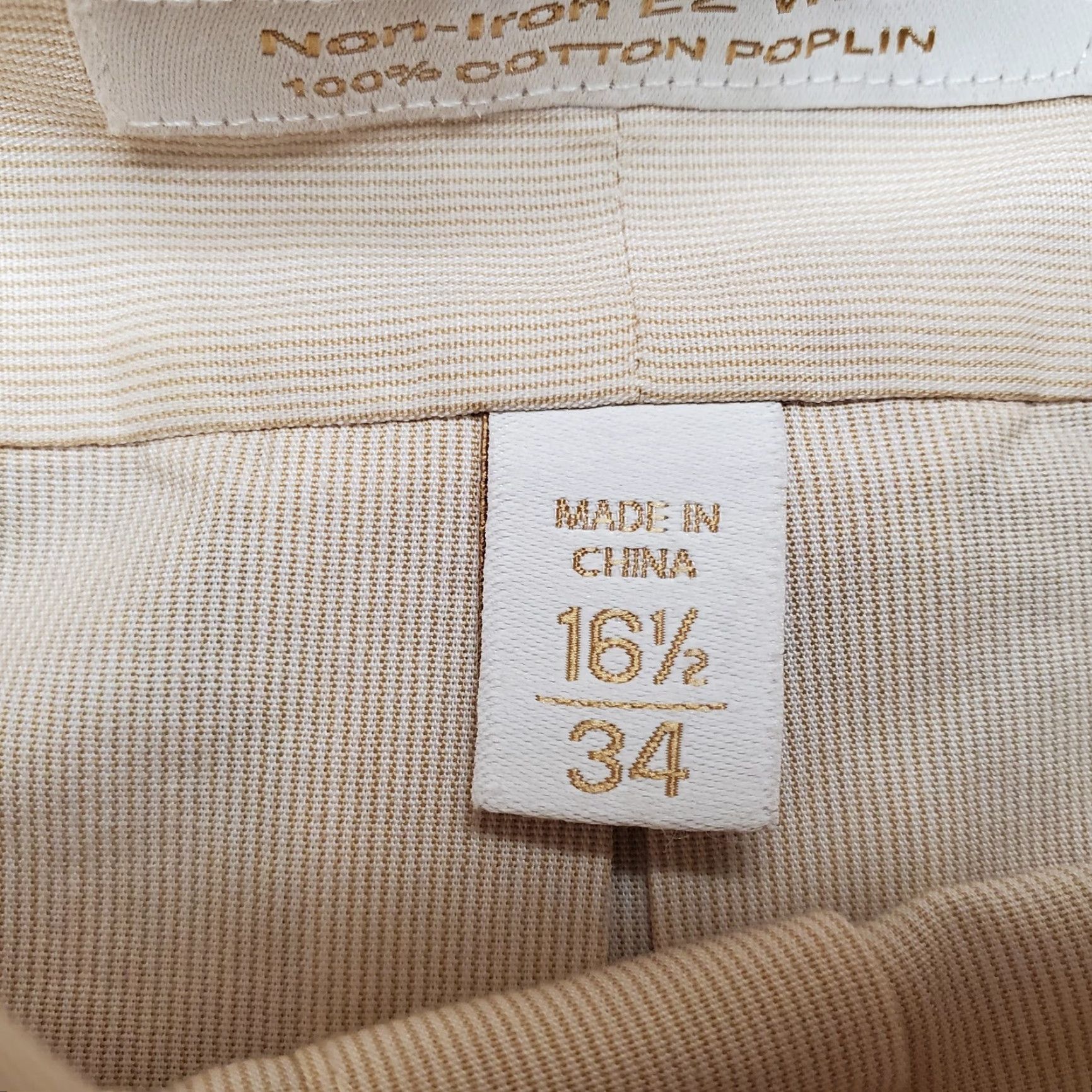 Roundtree & Yorke VINTAGE Gold Label Shirt Mens 16.5 34 Peach Striped 100% Cotton Poplin Non Iron EZ Wash Size US S / EU 44-46 / 1 - 4 Thumbnail