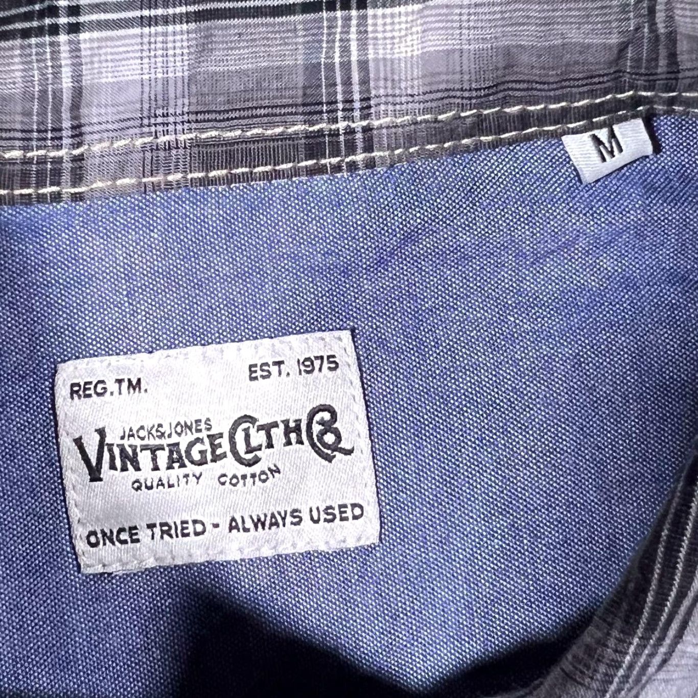 Jack & Jones JACK & JONES Western Black Grey White Plaid Check Long Sleeve Shirt M Size US M / EU 48-50 / 2 - 4 Thumbnail