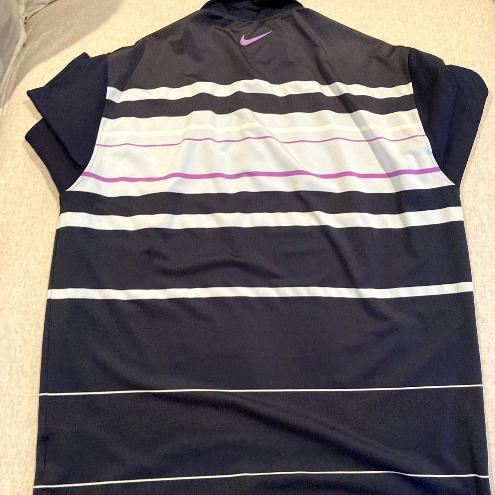 Nike Nike Golf Polo - Short Sleeve Striped Blue Purple - XL - Men Size US XL / EU 56 / 4 - 4 Thumbnail