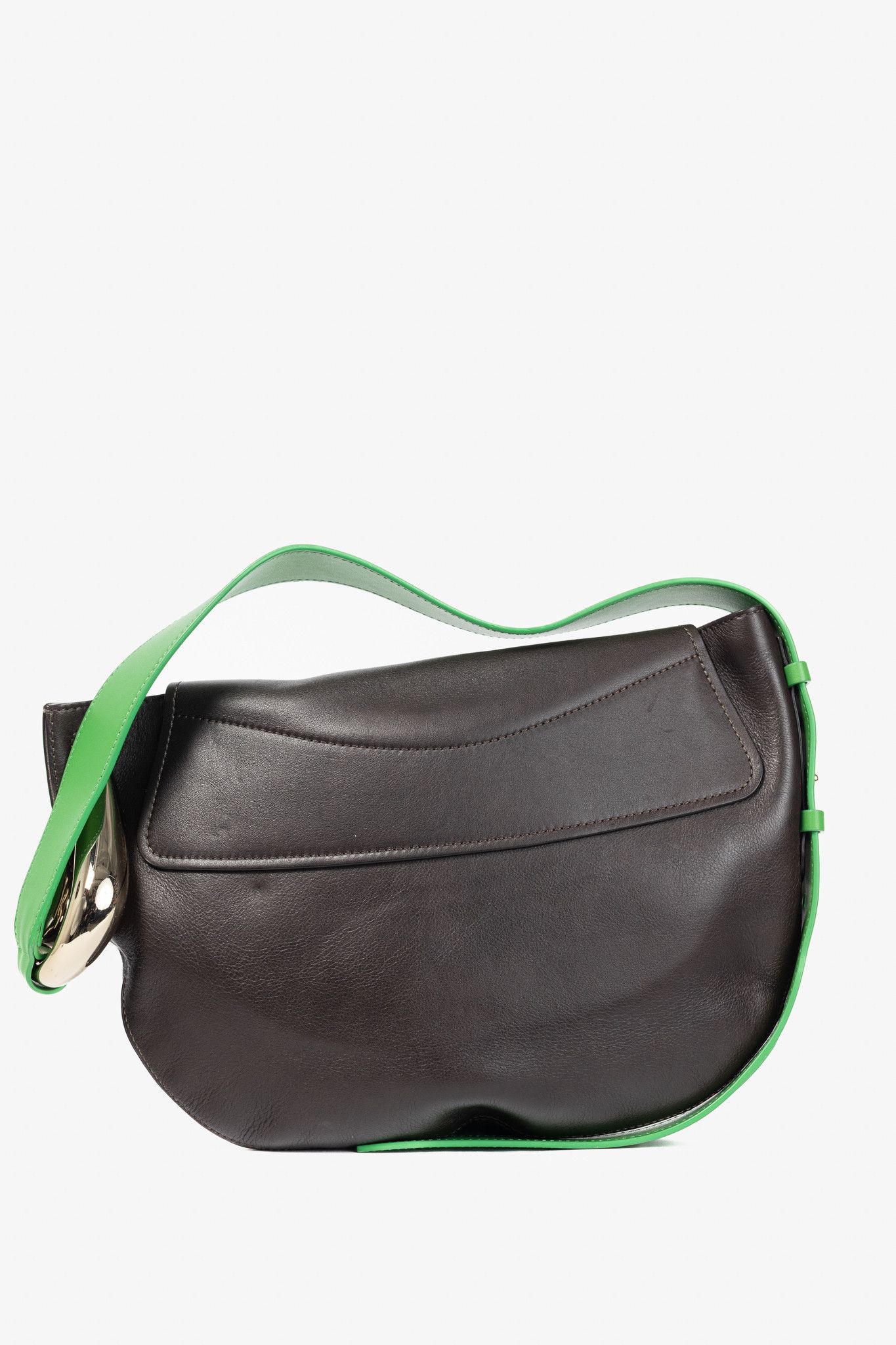 Chloe Chloe Kiss Off Brown Leather Green-Strap Shoulder Bag Size ONE SIZE - 4 Thumbnail