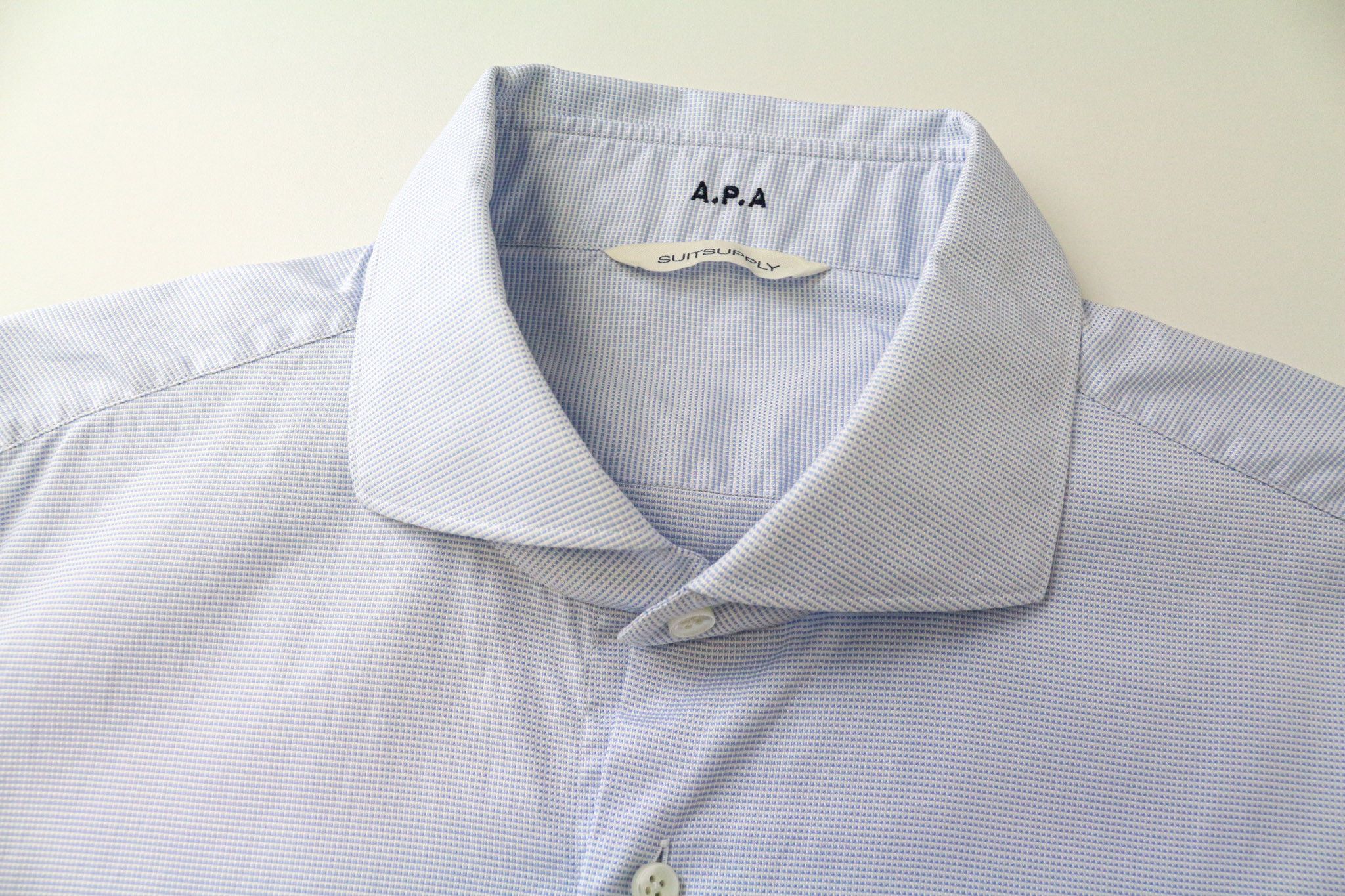 Suitsupply ~S Slim Blue Cotton Patterned Cutaway Shirt 77520 Size US S / EU 44-46 / 1 - 3 Thumbnail
