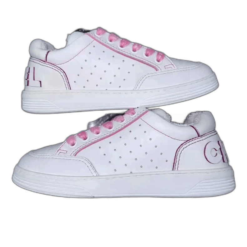 Chanel Chanel Low Top Pink and White Sneakers Size US 5 / IT 35 - 1 Thumbnail