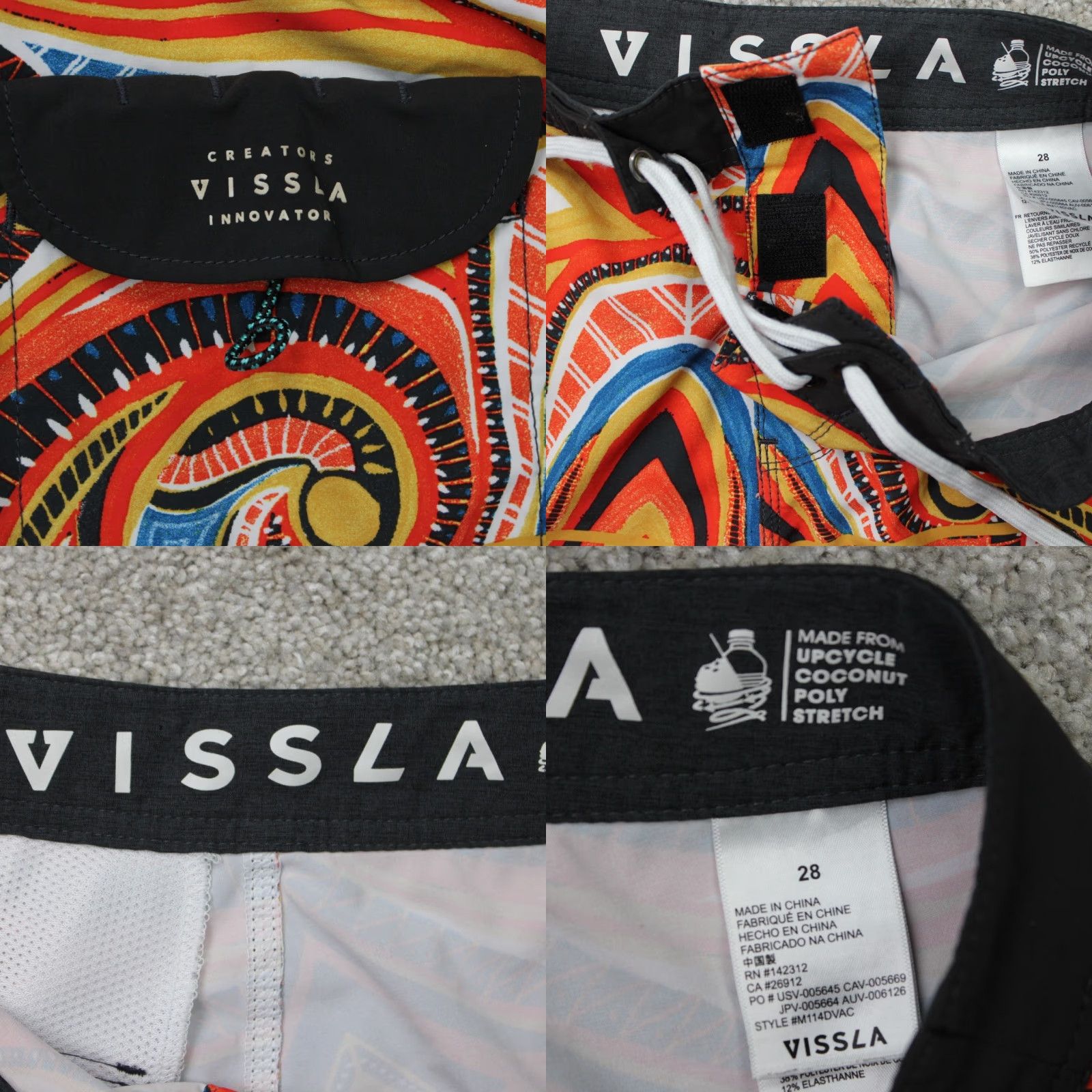 Vissla VISSLA Board Shorts Mens 28 Orange Blue Swim Trunks Stretch Pockets Floral Beach 90s? Size ONE SIZE - 8 Thumbnail