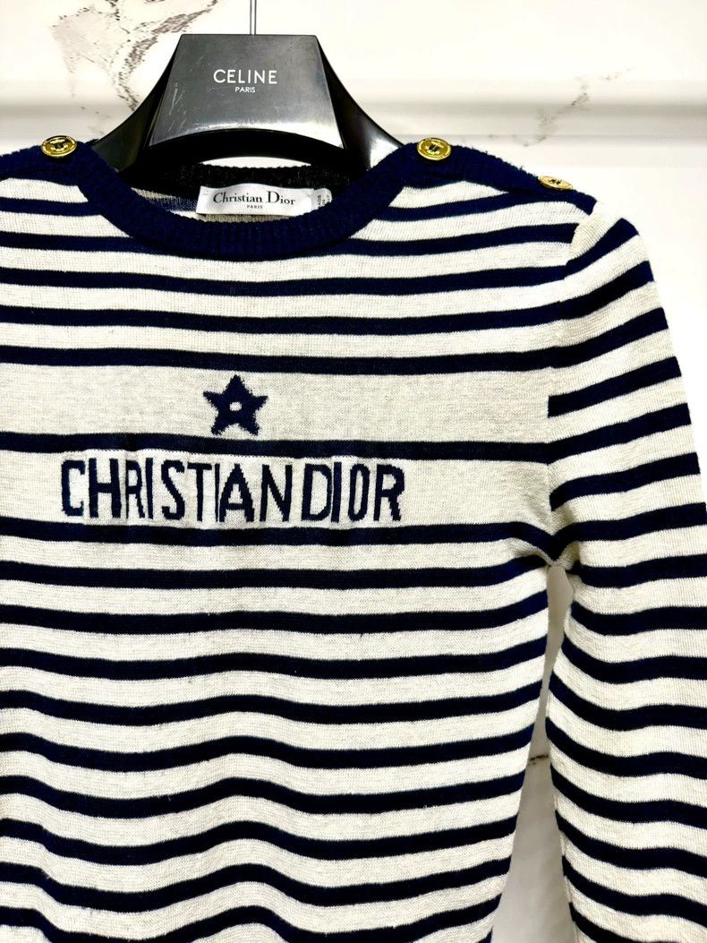 Dior Dior 24ss white and blue navy knit striped star sweater 250 Size XS / US 0-2 / IT 36-38 - 2 Thumbnail