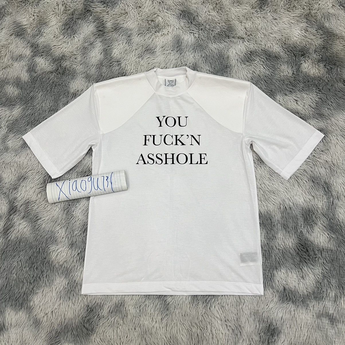 SSENSE × Vetements “You Fuck'n Asshole” Football Shoulder T