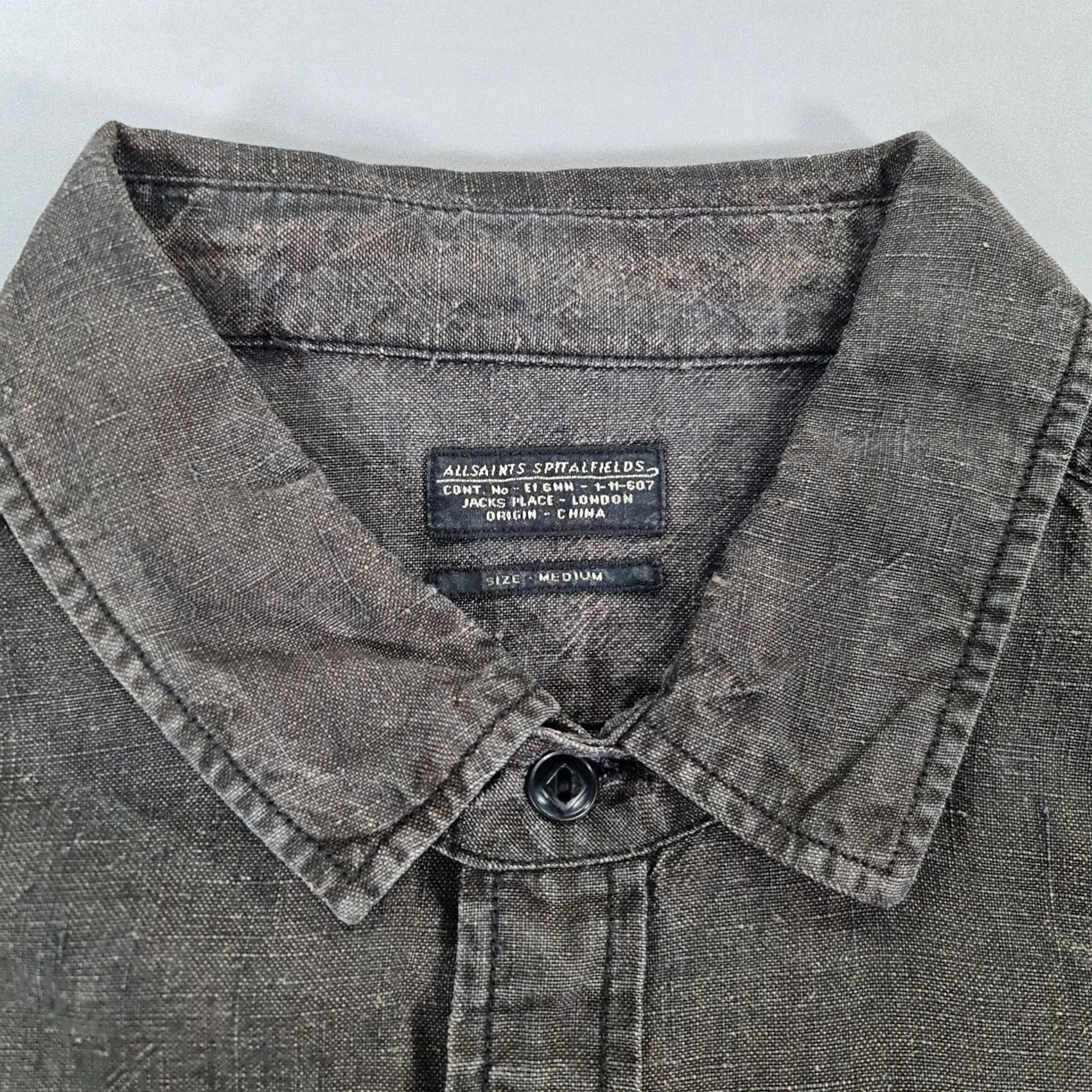 Allsaints Allsaints Mens Shirt Grey 100% Linen Button-Up Long Sleeve Collared M Casual City Holiday Modern Size US M / EU 48-50 / 2 - 3 Thumbnail