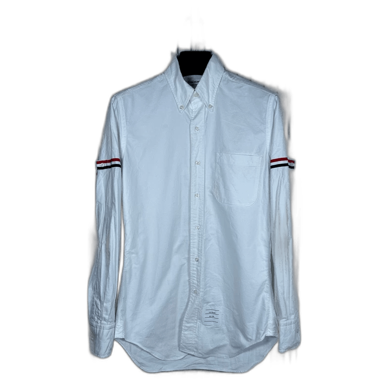 Thom Browne Thom Browne White Striped Double Sleeve Shirt Size US S / EU 44-46 / 1 - 1 Thumbnail