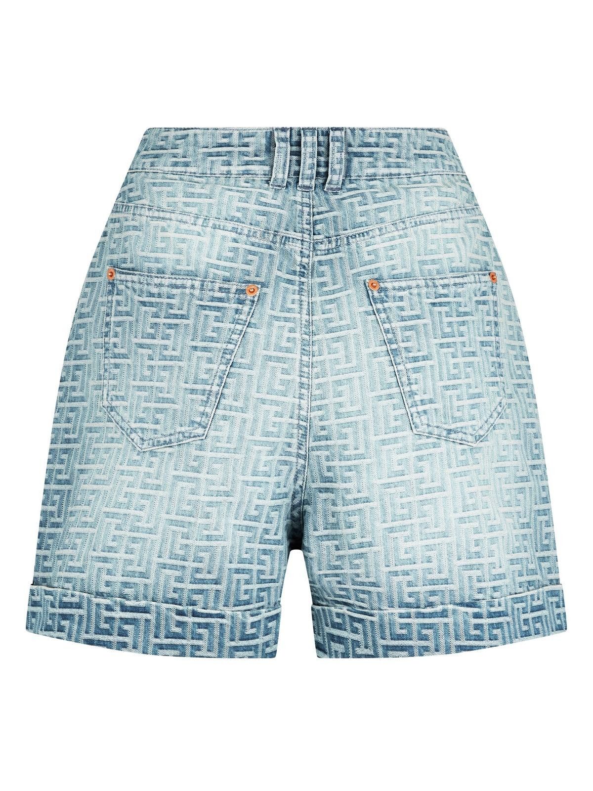 Balmain o1y0625 Logo Denim Short in Light Blue Size 27" / US 4 / IT 40 - 2 Thumbnail