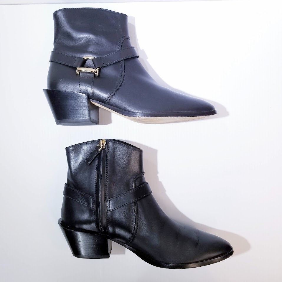 Tod's Tod's Tex leather harness heeled ankle boots size 37 black Size US 7 / IT 37 - 10 Thumbnail