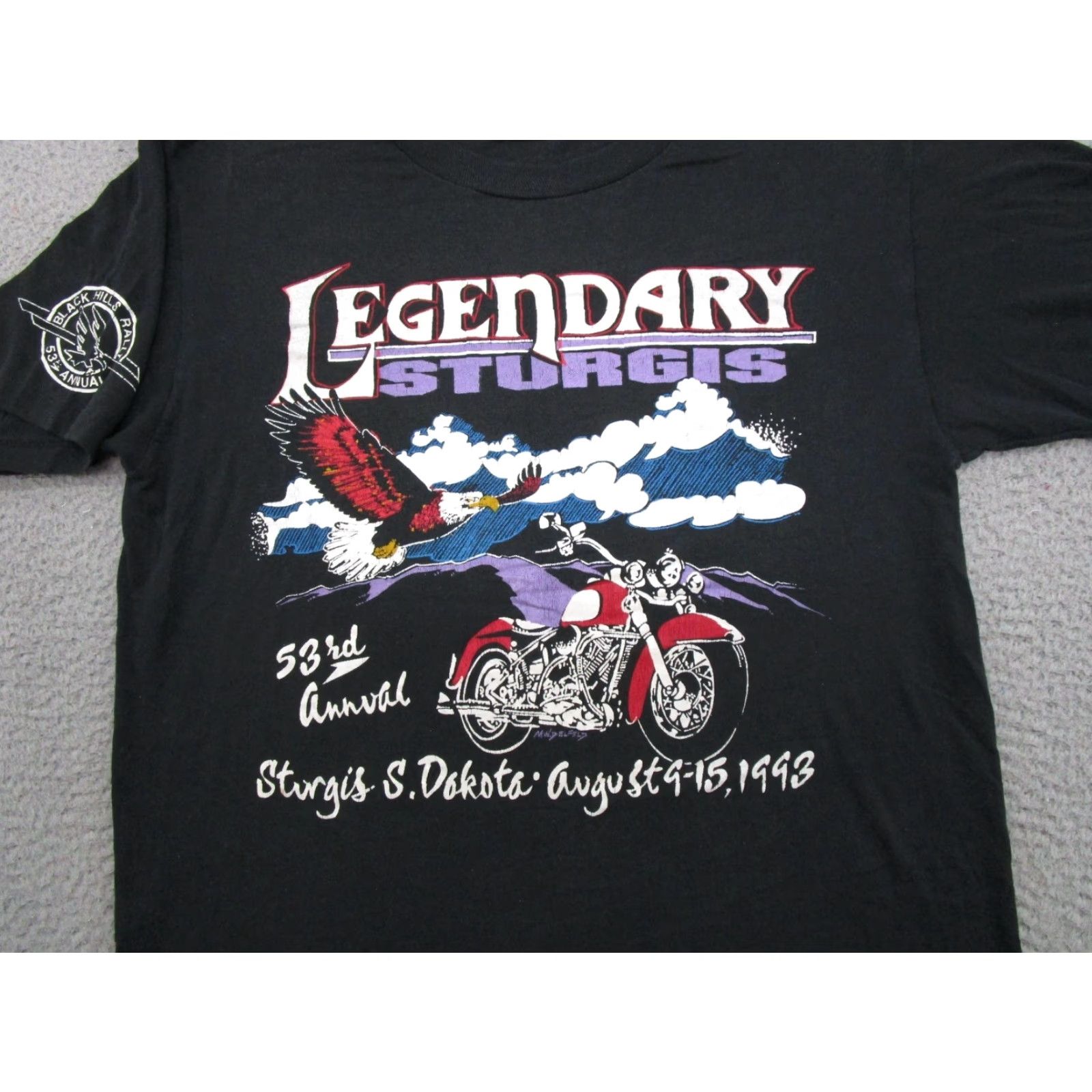 Jerzees VINTAGE Sturgis 1993 Rally Races Double Sided T-Shirt L Black Jerzees Men Shirt Size US L / EU 52-54 / 3 - 3 Thumbnail
