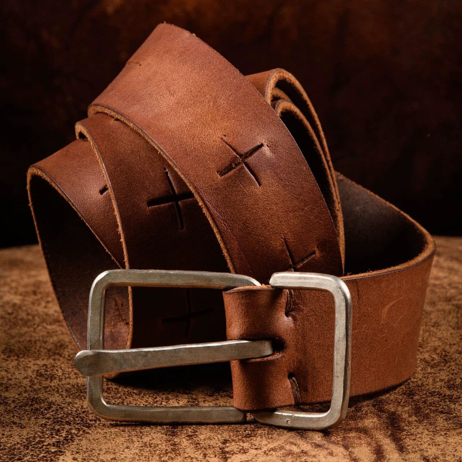 Ma+ M.A+ by Maurizio Amadei Natural Cowhide Cross-Cut Adjustable Size ONE SIZE - 1 Thumbnail