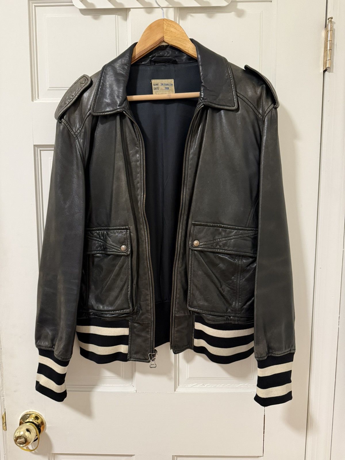 Tim Hamilton Vintage Tim Hamilton Lambskin Bomber Varsity Leather Jacket Size US M / EU 48-50 / 2 - 4 Thumbnail