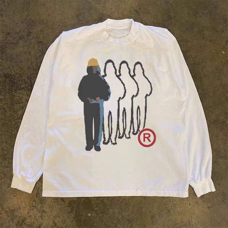 Japanese Brand × Vintage White retro street fashion print long sleeve tee Size US L / EU 52-54 / 3 - 1 Thumbnail