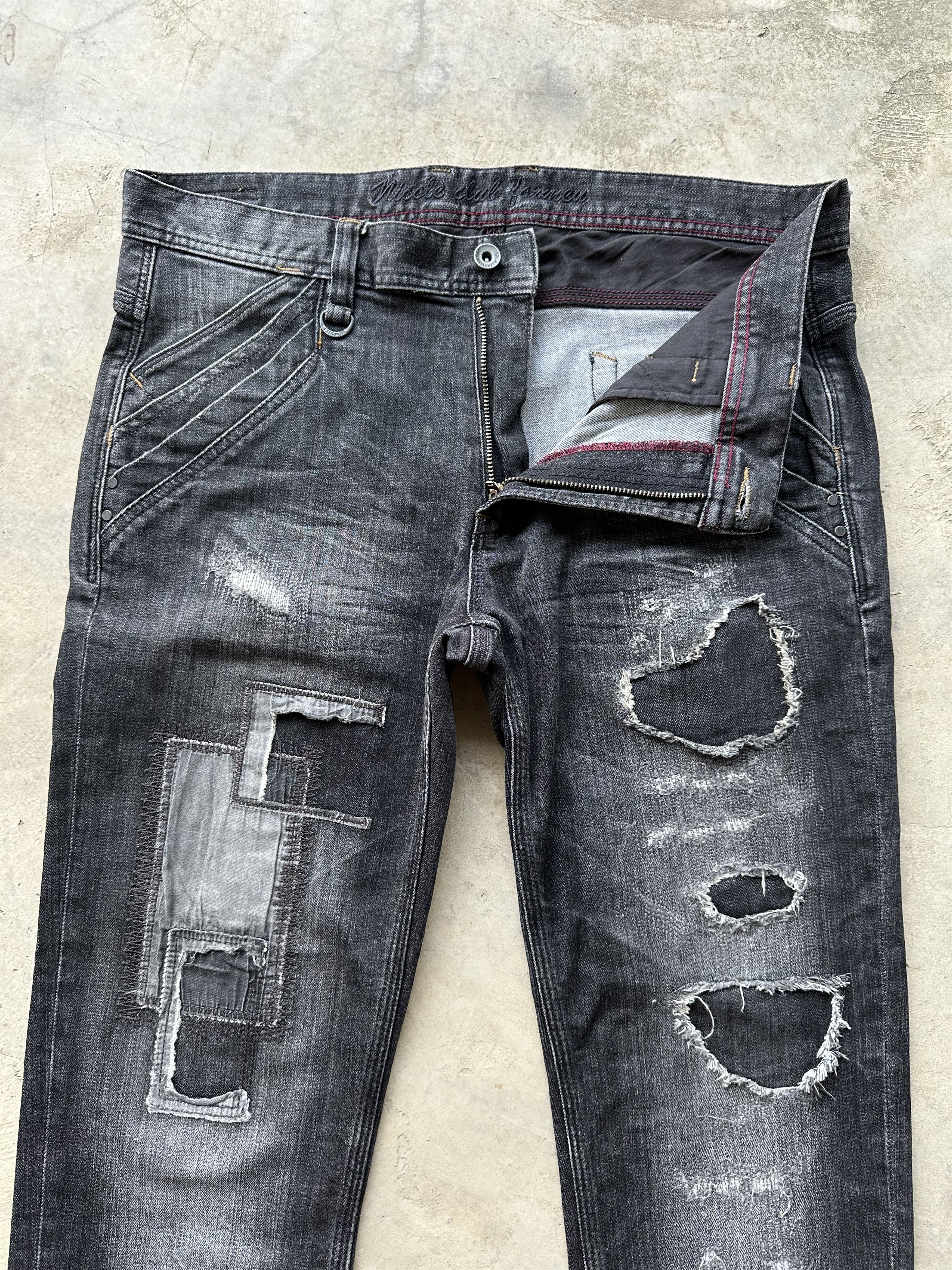 Nicole Club Japanese Brand NCFM Distressed Patchwork Denim Released Hem Size US 35 - 4 Thumbnail