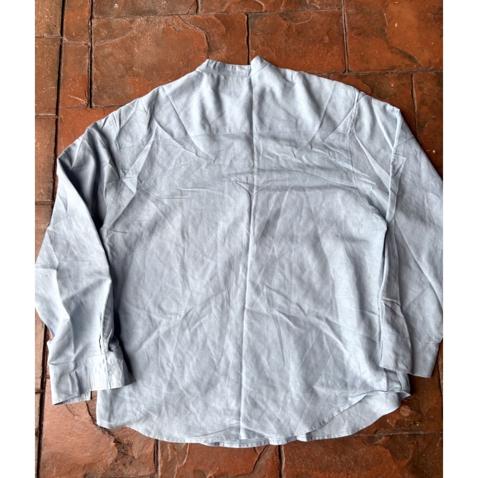Vintage Viva Tropical Embroidered Button-Up Shirt XL Blue Linen Blend Men’s Casual Long Sleeve Shirt Size US XL / EU 56 / 4 - 3 Thumbnail