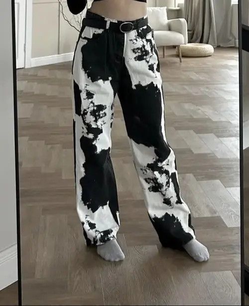Japanese Brand Black White Straight Tie-dye Jeans Denim Pants Size US 34 / EU 50 - 5 Thumbnail