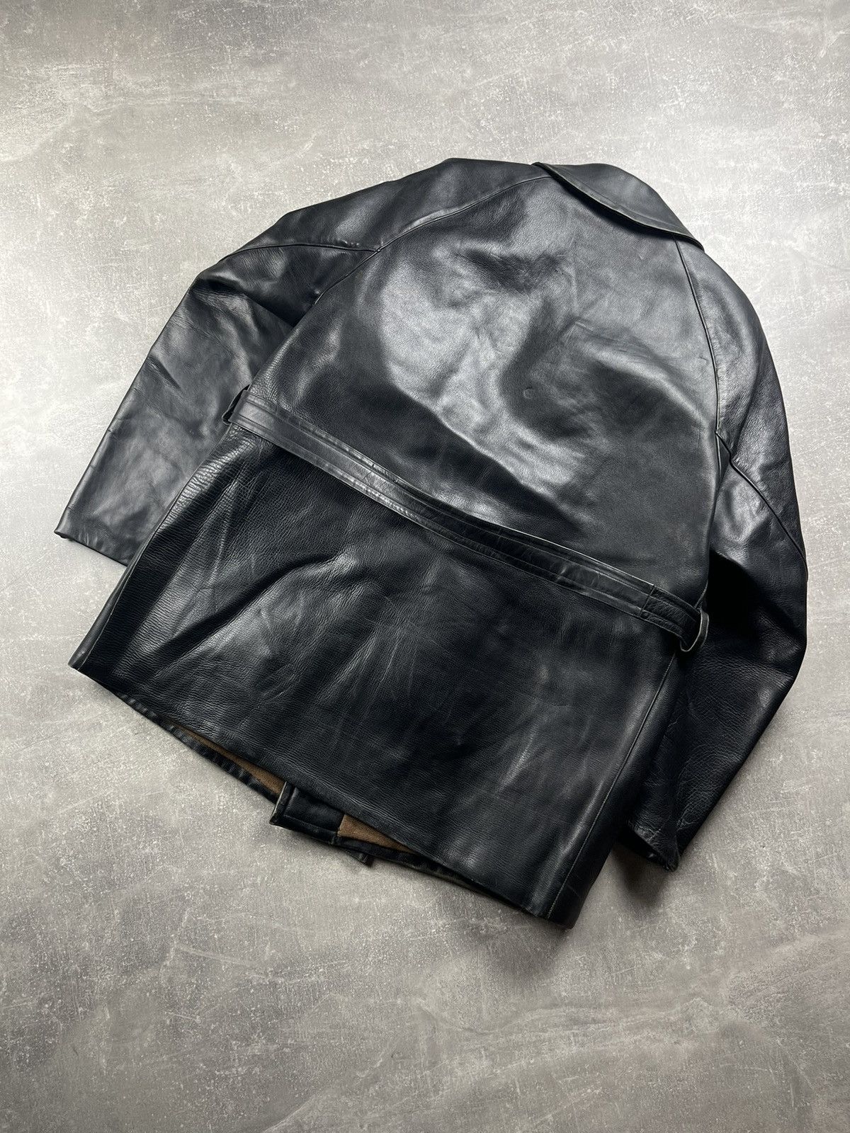 Vintage Vintage Demor Confezioni Leather Double Breasted Coat Black Size US XL / EU 56 / 4 - 10 Thumbnail