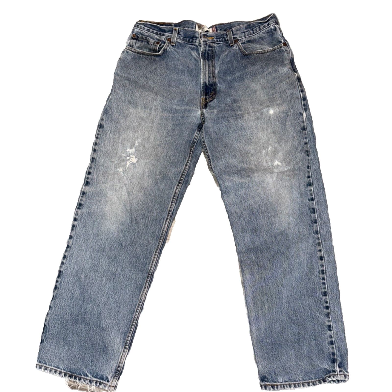 Denime Levi’s 550 Jeans Mens 36X30 Blue Denim Relaxed Straight 5-Pocket Distressed Red Tab 100% Cotton Denim Size US 36 / EU 52 - 2 Thumbnail