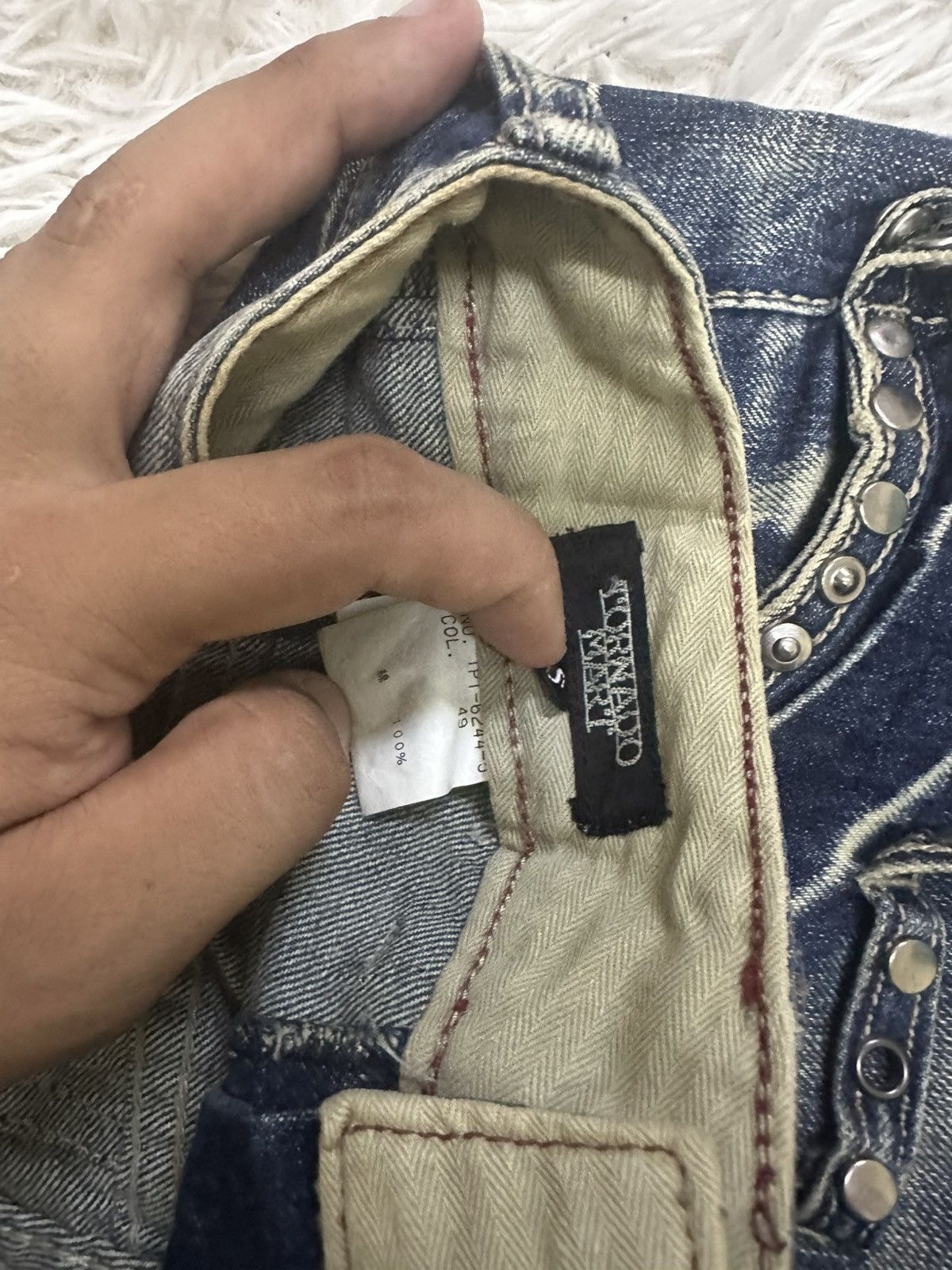 If Six Was Nine rare 2000s tornado mart straps studded flared denim jeans Size US 31 - 6 Thumbnail