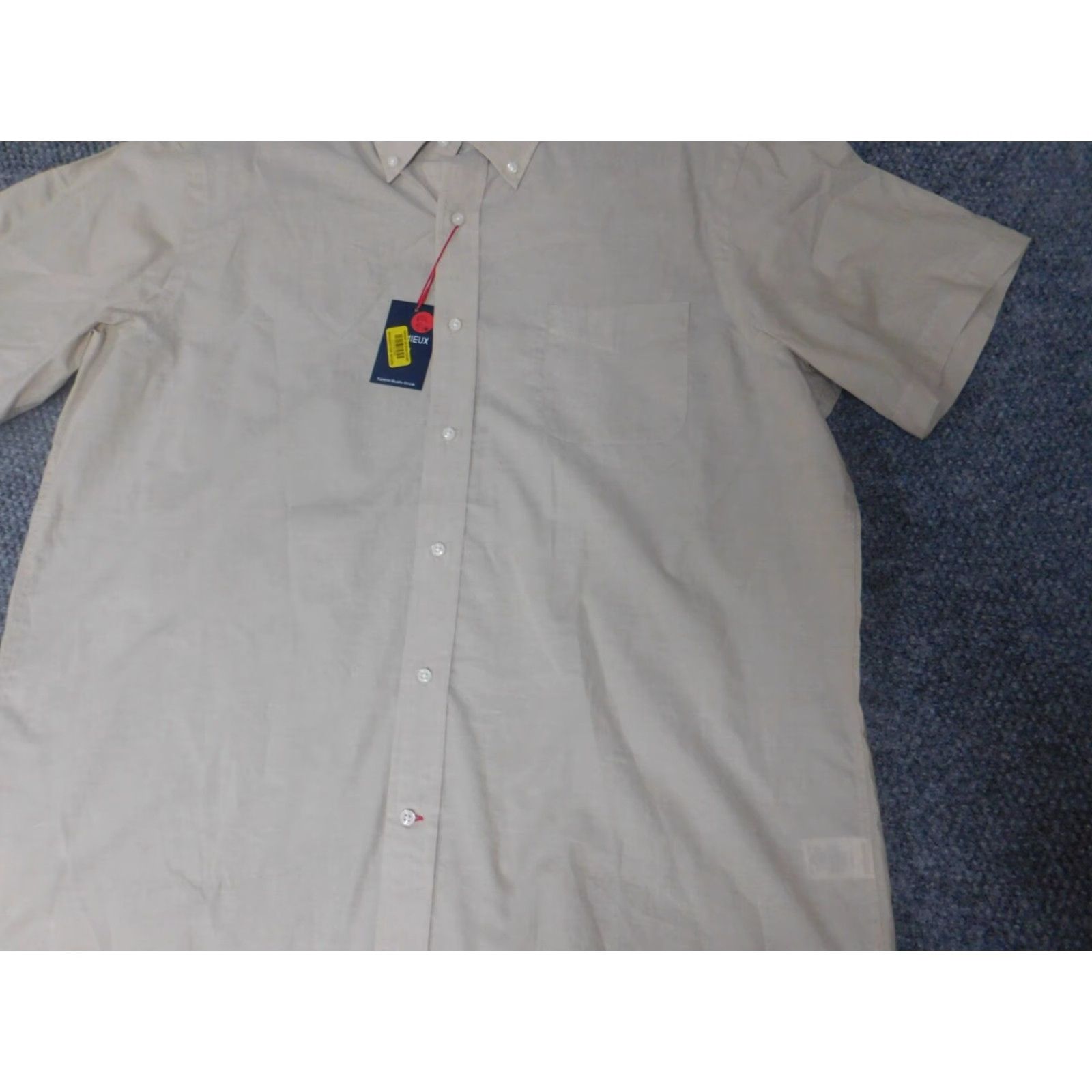 Cremieux Cremieux Shirt Men XL Beige Button-Down Short Sleeve Collared Knit Cotton Polyester Button-Up Men's Regular Beige Size US XL / EU 56 / 4 - 3 Thumbnail