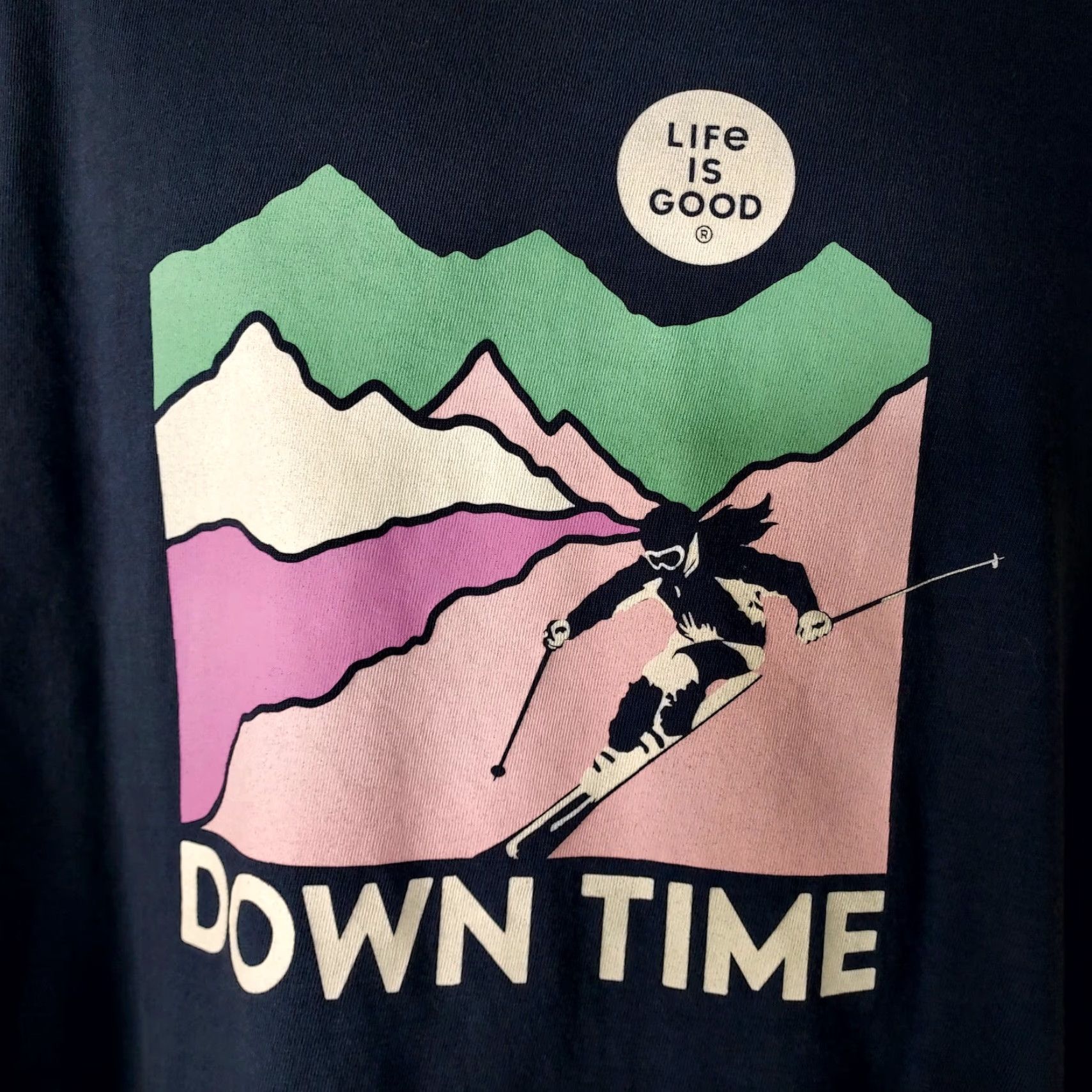 Life is Good Life Is Good Down Time Skiing Long Sleeve T-shirt Blue Women's XL T-Shirt Vintage? Size XL / US 12-14 / IT 48-50 - 3 Thumbnail