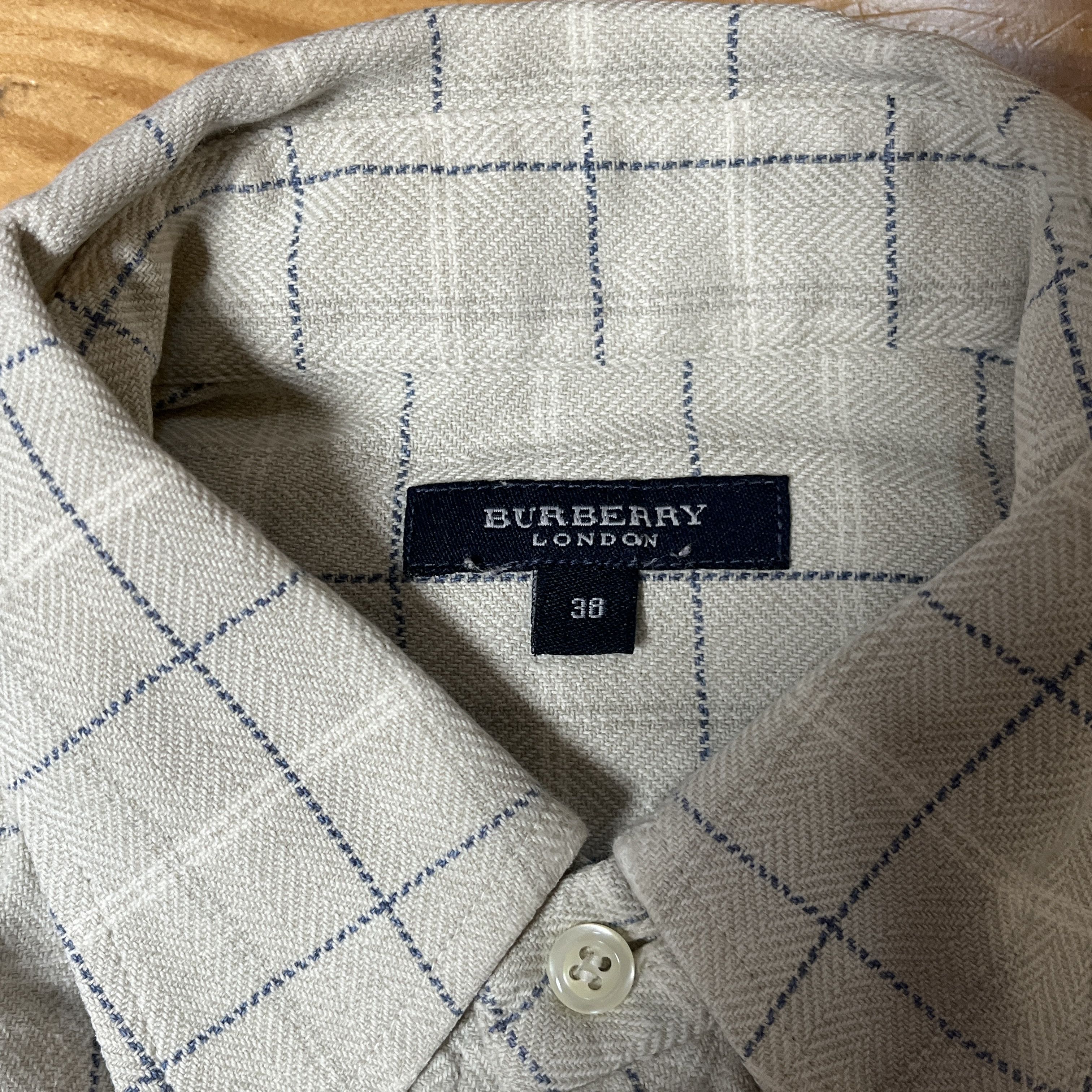 Burberry London Beige Blue Grid Cotton Size 38 (S-M) Size US M / EU 48-50 / 2 - 5 Thumbnail