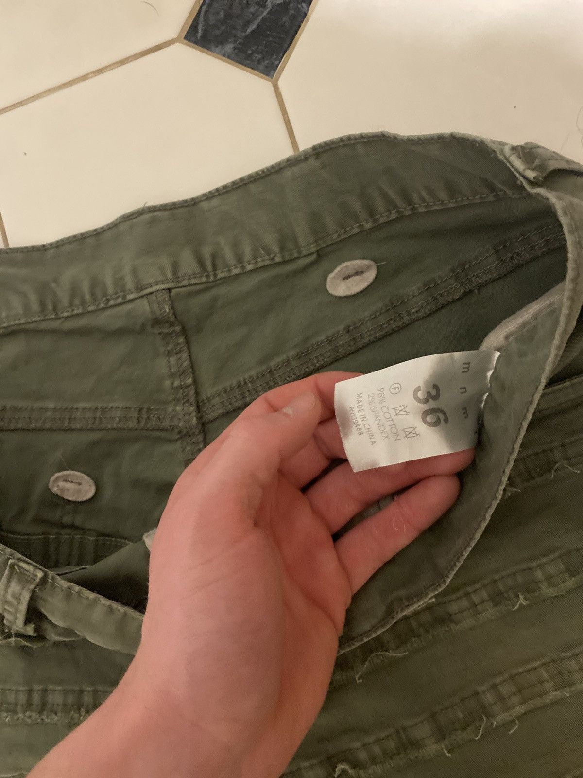 MNML × Vintage MNML Olive Frayed Designer Pants Size US 36 / EU 52 - 2 Thumbnail